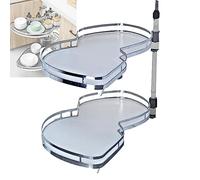 2 Tier Kitchen Corner Carousel Tray Blind Corner Solution for 900 1000mm Cabinets Right Hand Open Swing Pull Out Design Maximizes Rage Space Easy Access
