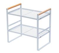 2 Tier Kitchen Shelf Organizer, Cabinet Storage Shelf Organizer Rack Home Office Pantry Shelf for Cabinets Kitchen Bathroom (Small White)