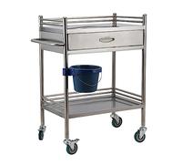 2-Tier Lab Medical Cart with Drawer Stainless Steel Rolling Cart Lab Medical Equipment Cart Trolley For Lab Hospital Clinics Max Load 100kg