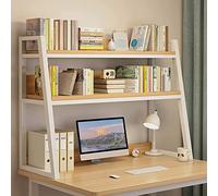 2 Tier Ladder Desktop Bookshelf Desktop Storage Rack For Multifunctional Computer Desk, Cosmetic Display Stand, Office Desktop Bookcase, For Dormitory/Office/Bedroom (Color :White, Size :55