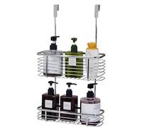 2 Tier Large Hanging Bathroom Organiser Unit Shower Rack Storage Caddy With Extra Baskets Lightweight Toilet Bathroom Kitchen Holder Caddy Over Door Camping Camper Van Garage (Over Cabinet 2 Tiers)