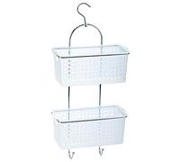 HOMION 2 Tier Large Hanging Bathroom Organiser Unit Shower Rack Storage Caddy With Plastic Extra Deep Baskets (White)