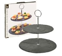2 Tier Layer Slate Cake Food Stand Round Centre Piece Display Serving Wedding