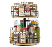 2 Tier Lazy Susan Spice Rack Organizer, Rotating Turntable, Black