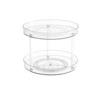 2-Tier Lazy Susan Turntable Organizer - Clear 360° Rotating Spice Rack for Kitchen Cupboard & Fridge Storage, Multi-Functional Non-Slip Acrylic Cabinet Organiser 23.3x22.1cm