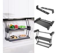 2-Tier ll Out Cabinet nizer - Folding Drop Down Spice Rack for Pantry & Cabinet Undershelf Storage Solution for Cabinets Over 8.3" Deep
