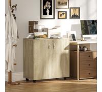 Vinsetto 2-Tier Locking Filing Cabinet Office Storage Cabinet - Oak | TJ Hughes