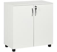 2-Tier Locking Office Storage Cabinet File Organisation w/ 2 Keys White HOMCOM