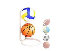 2 Tier Metal Ball Stand Storage Rack 44.5cm Cube Football Stand Display Vertical Sports Organizer Volleyball Holder Soccer Basketball Storage Garage For Bedroom Living Room Garage