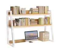 2-Tier Metal Desktop Bookshelf Office Desk Storage Rack for Computer Dorm Room Countertop Bookcase Black 55x32x90cm Efficient Space Saver