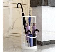 2 Tier Metal Entrance Umbrella Stand Holder，Modern Indoor tall Metal Large Capacity Umbrella Storage stand ， For Hotel，Offices，home，Commercial(White,M)