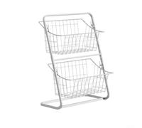 2 Tier Metal Fruit Basket with Vegetable Storage Rack for Kitchen Countertop, Enhances Organization of Fruits, Vegetables, and Snack Items (White)
