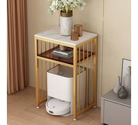 2-Tier Metal Storage Rack with Glass Shelves Robot Vacuum Stand & Side Table for Living Room & Home Office - Stylish nization Solution for Modern Spaces