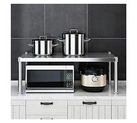 2-Tier Microwave Oven Stand 60cm Stainless Steel Kitchen Shelf Countertop Rack for Space-Saving Storage Ideal for Kitchen Cabinets and Appliances