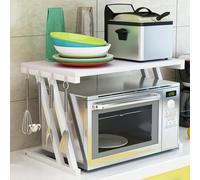 2-Tier Microwave Stand & Kitchen Shelf - Space-Saving Countertop Holder for Appliances Corner Storage Solution Ideal for Small Kitchens & Maximizing Worktop Space