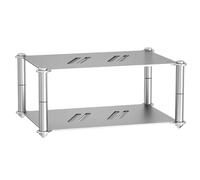 2 Tier Mini Audio Component Rack, Aluminum Alloy HiFi Audio Tower with Vented Holes, Stackable for CD Player, Game Console, Streaming Device