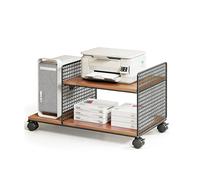 2-Tier Mobile Printer Stand with Lockable Wheels Under Deskfor Home & Office SuppliesThickened Material Modern Walnut Finish