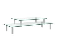 2-Tier Monitor Stand Transparent Glass Home Desktop Screen Riser vidaXL