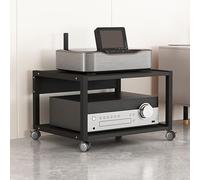 2 Tier Movable AV Media Stand with Wheels - Stereo Cabinet Furniture for DVD Players, Game Console, TV Box