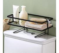 2 Tier Multifunctional Bathroom Shelf Over Toilet Over The Toilet Storage Shelf No Drilling Toilet Organizer Toilet Shelf with Toilet Paper Holder(Single Layer Black)