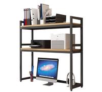 2 Tier Multipurpose Countertop Hutch Bookshelf - Metal Desktop Bookcase Adjustable Desk nizer Rack Office Open Rack Storage Shelf