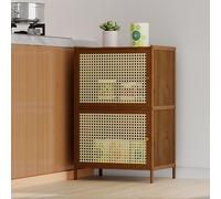 2 Tier Narrow Bookcase with Doors