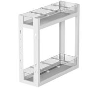 2 Tier Narrow Pull Out Cabinet Organizer, Sliding Vertical Spice Rack for Inside Base Cabinets, Slide Out Storage Basket