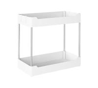 2-Tier Narrow Under Sink Organizer - 15 x 8 x 14 Inch Black, Carbon Steel Storage Shelf Rack, Multi-Purpose Cabinet Organizer For Kitchen | Bathroom Undersink Stand, Vanity Cabinet Shelf, Pantry