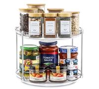 2 Tier Non-Skid Acrylic Lazy Susan Turntable Organizer - Rotating Spice Rack - Spinning Organization Tray for Kitchen, Pantry, Countertop, Closet, Bathroom, Vanity, Medicine Cabinet Organizing, 9.25''