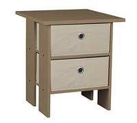 2 Tier Oak Wooden Modern Side End Table With 2 Colourful Drawer (Beige)