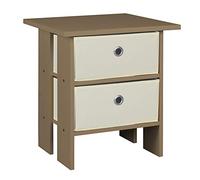 2 Tier Oak Wooden Modern Side End Table With 2 Colourful Drawer (White)