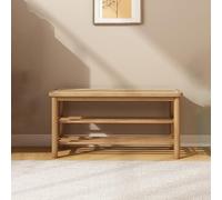 2 Tier Ottoman Shoe Bench for Entryways & Hallways Easy Assembly Comfortable Design Walnut Finish Stylish Storage Solution for Shoes and Accessories