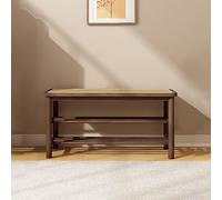 2 Tier Ottoman Shoe Bench for Entryways & Hallways Easy Assembly Comfortable Design Walnut Finish Stylish Storage Solution for Shoes & Accessories