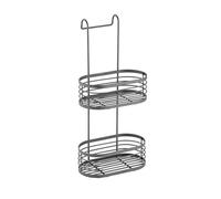 2 Tier Over Shower Screen Oval Caddy Hanging Shower Rack Storage Tidy Rustproof Bathroom Organizer Toilet Storage Holder Deep Compartment Caddy Compact Caravan Storage Organizer (Grey)