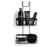 2 Tier Over Shower Screen Rectangular Hanging Shower Rack Storage Tidy Rustproof Bathroom Organizer Toilet Storage Holder Deep Compartment Caddy Compact Camping Caravan Storage Organizer (Black)