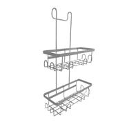 2 Tier Over Shower Screen Rectangular Hanging Shower Rack Storage Tidy Rustproof Bathroom Organizer Toilet Storage Holder Deep Compartment Caddy Compact Camping Caravan Storage Organizer (Grey)