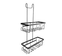2 Tier Over Shower Screen Rectangular Hanging Shower Rack Storage Tidy Rustproof Bathroom Organizer Toilet Storage Holder Deep Compartment Caddy Compact Camping Caravan Storage Organizer (Black)
