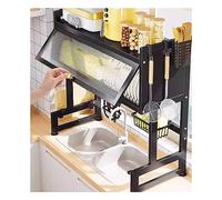 2 Tier Over Sink Dish Drying Rack with Dust Proof Cabinet Doors Large Kitchen Space Saver Shelf Includes Utensil & Knife Holder for Efficient nization