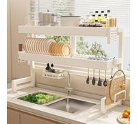 2 Tier Over Sink Dish Rack Space Saving Kitchen for Plates Bowls & Cutlery 33.5x10.2x30.7in Durable Home Kitchen Storage Solution