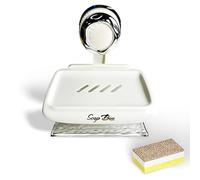 2-Tier Pearl White Suction Cup Soap Holder,No-Drill Shower Soap Holder & Bathroom Dish, Rustproof & Easy-Care for Kitchen, Bathroom, and Shower