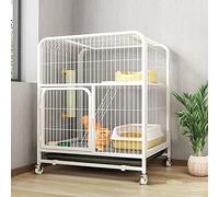 2-Tier Pet Cage with Wheels - Indoor/Outdoor Enclosure with Ramp, Ladders, Beds & Hammock for Small Animals