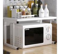 2-Tier Pot & Pan Rack, Microwave Oven & Baker's Rack, Desktop Printer Stand & Fax Rack for Living Room & Home Office, Freestanding Kitchen Countertop Storage Organizer, White