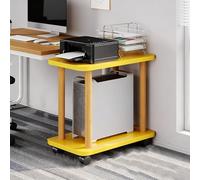 2-Tier Printer Stand & Computer Tower Shelf, Wooden Mobile Cart with Wheels, Under Desk Copier Trolley for Small Spaces, Versatile Storage Solution (White)