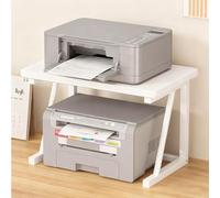 2-Tier Printer Stand for Desk, Desktop Printer Shelf Organizer, Large Office Storage Solution for Home & Office, Ideal for Fax Machines and Printers (Black 18.9)