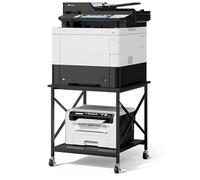 2 Tier Printer Stand for Desk Modern Steel Frame Desktop Shelf with Storage Under Desk Riser for Fax Machine Copier Scanner & Shredder Natural Finish (60x45x30cm)