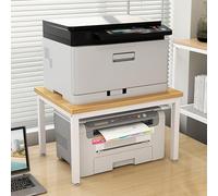 2-Tier Printer Stand for Home Office - Large 60x55cm Desktop Organizer Shelf, Heavy Duty Space-Saving Rack for Scanner, Fax, Books & Files (Black)