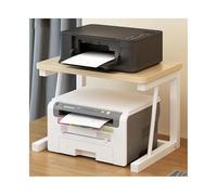 2 Tier Printer Stand Rolling Cart Home Office Printer Table Under Desk Shelf for Scanner Compact Printer Carts in Light Walnut 38cm/14.97inSpaceSaving Solution