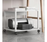 2-Tier Printer Stand with Locking Wheels - Industrial Under-Desk Cart for Home Office, Space-Saving Light Walnut h, 24.9 cm Height - Perfect for Smals