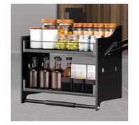 2-Tier Pull Down Cabinet Organizer, Adjustable Spice Rack with Sliding Storage Basket, Fits 810-840mm Upper Kitchen Cabinets, 1PC, Easy Install Kitchen Organizer