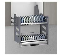 2-Tier Pull Down Cabinet Organizer, Stainless Steel Dishes Rack For Upper Cabinets, Kitchen Shelf Lifting Basket((LxWxH) 66x28x52cm)